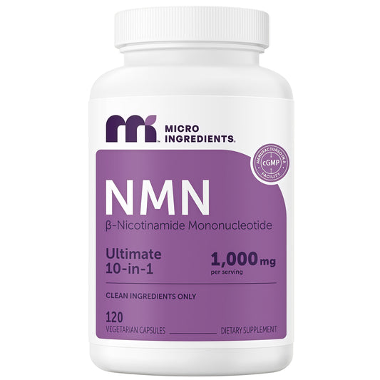 Micro Ingredients NMN Complex 1000mg Per Serving, 120 Veggie Capsules | 10-in-1 with Nicotinamide Mononucleotide, Resveratrol, CoQ10, Quercetin & Glutathione | NAD+ Supplement Precursor | Filler Free