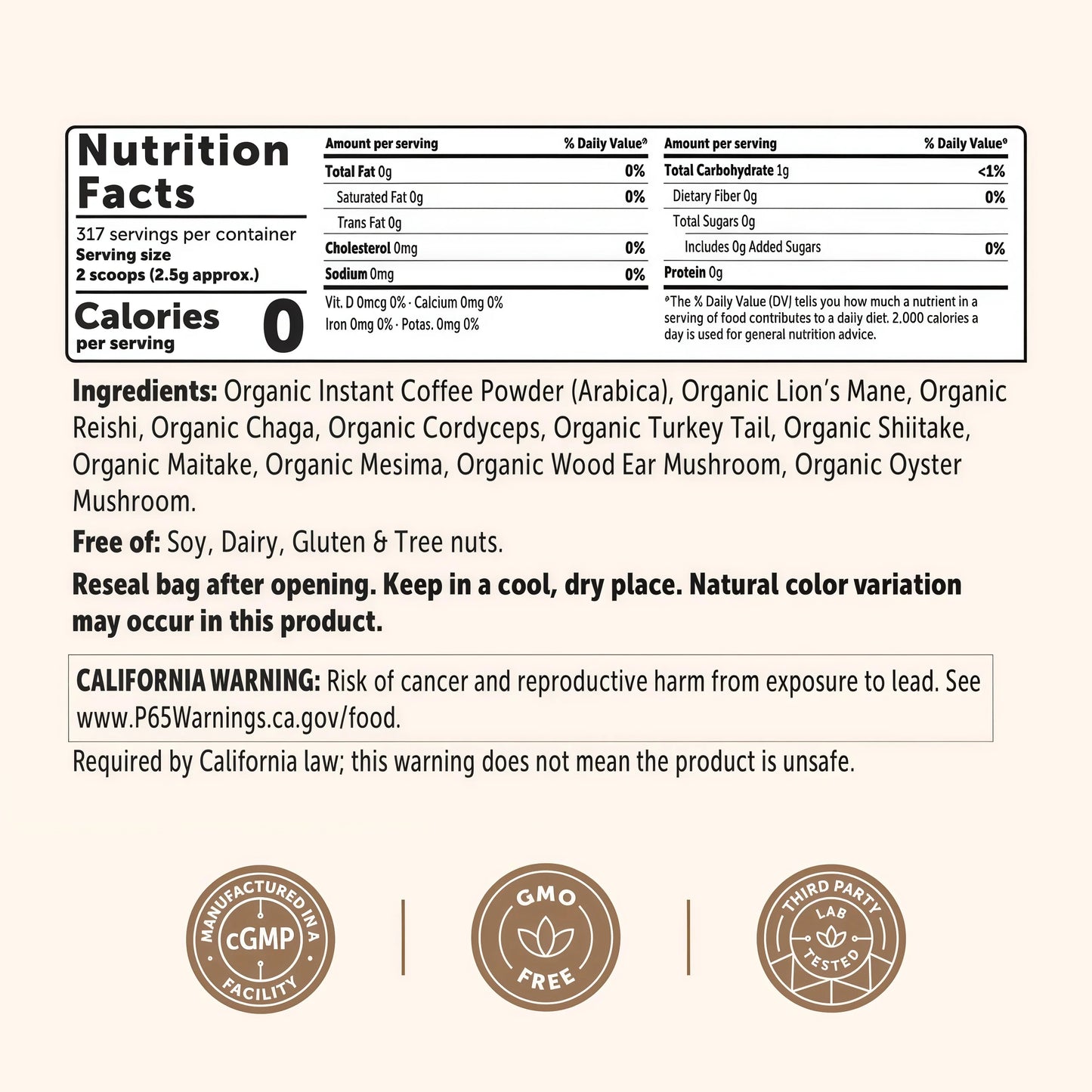 Micro Ingredients Organic Instant 10 in 1 Mushroom Coffee Powder, 14 Ounce (158 Servings) | Premium Arabica Coffee with Lion’s Mane, Chaga, Reishi & More