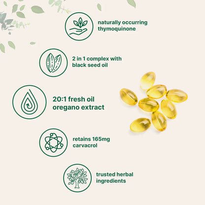 Micro Ingredients Oil of Oregano Softgels, 300 Count | 2 in 1 Formulated with Black Seed Oil | 4X Strength Carvacrol & Thymoquinone | Plant Based, Non-GMO