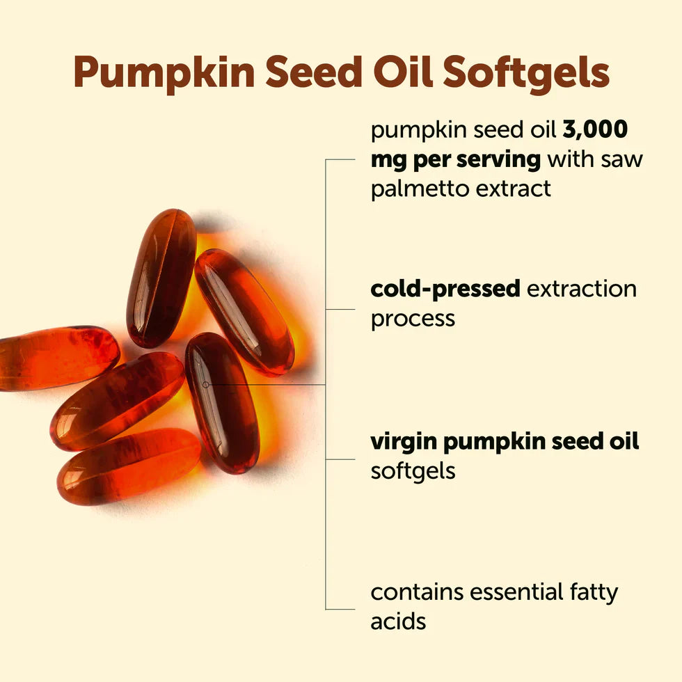 Micro Ingredients Pumpkin Seed Oil with Saw Palmetto,300 Softgels | Cold Pressed, Pure Virgin Oil, Essential Fatty Acids, & Phytosterols | Non-GMO
