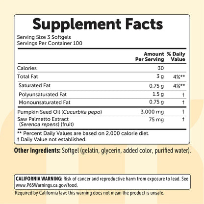 Micro Ingredients Pumpkin Seed Oil with Saw Palmetto,300 Softgels | Cold Pressed, Pure Virgin Oil, Essential Fatty Acids, & Phytosterols | Non-GMO