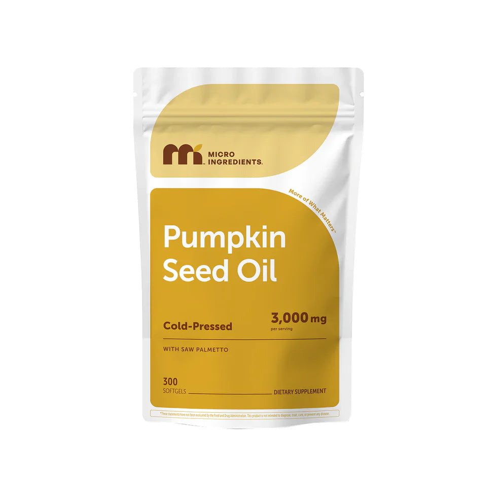 Micro Ingredients Pumpkin Seed Oil with Saw Palmetto,300 Softgels | Cold Pressed, Pure Virgin Oil, Essential Fatty Acids, & Phytosterols | Non-GMO