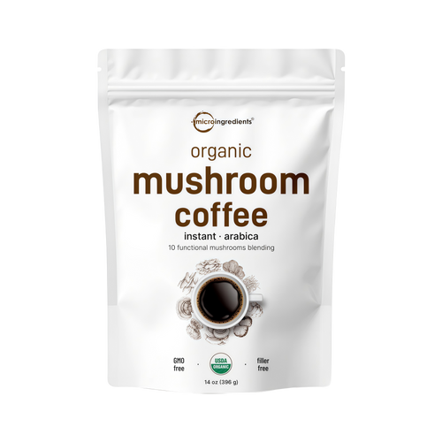 Micro Ingredients Organic Instant 10 in 1 Mushroom Coffee Powder, 14 Ounce (158 Servings) | Premium Arabica Coffee with Lion’s Mane, Chaga, Reishi & More